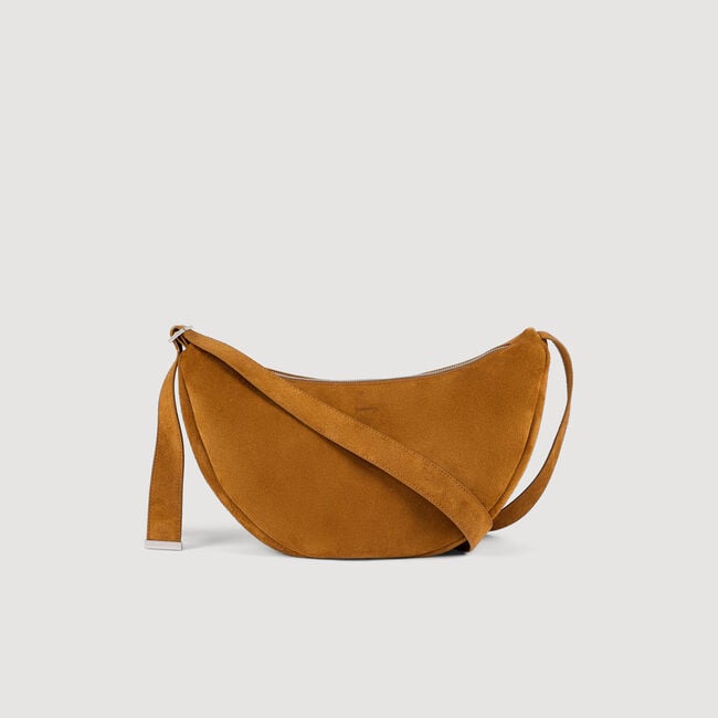 Hobo peque&ntilde;o de serraje con zip