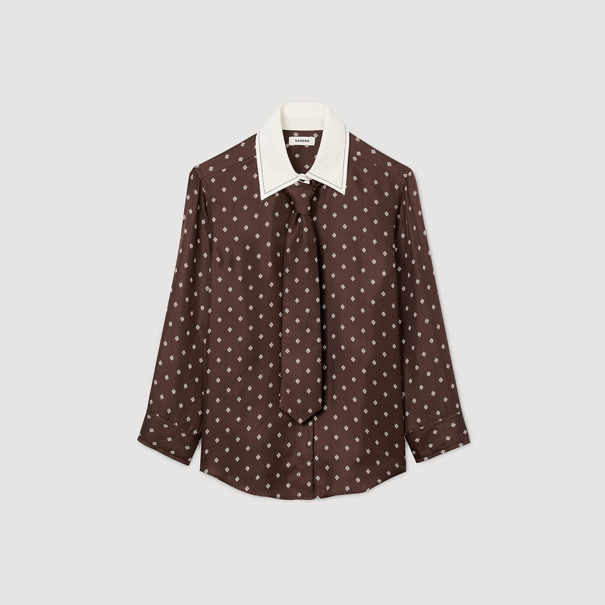 Camisa fluida estampada con corbata
