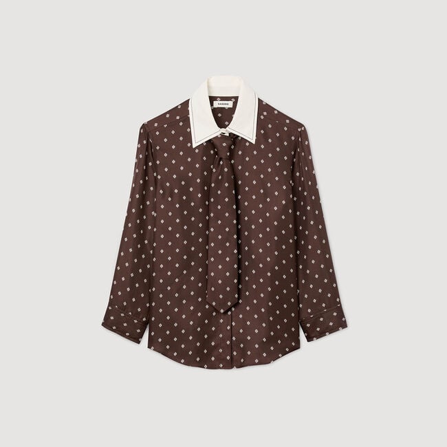 Camisa fluida estampada con corbata
