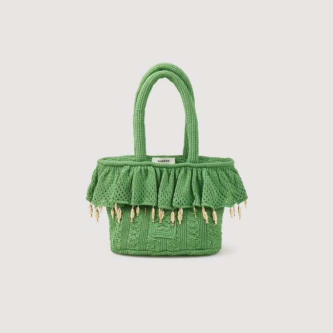 Bolso de crochet con borlas