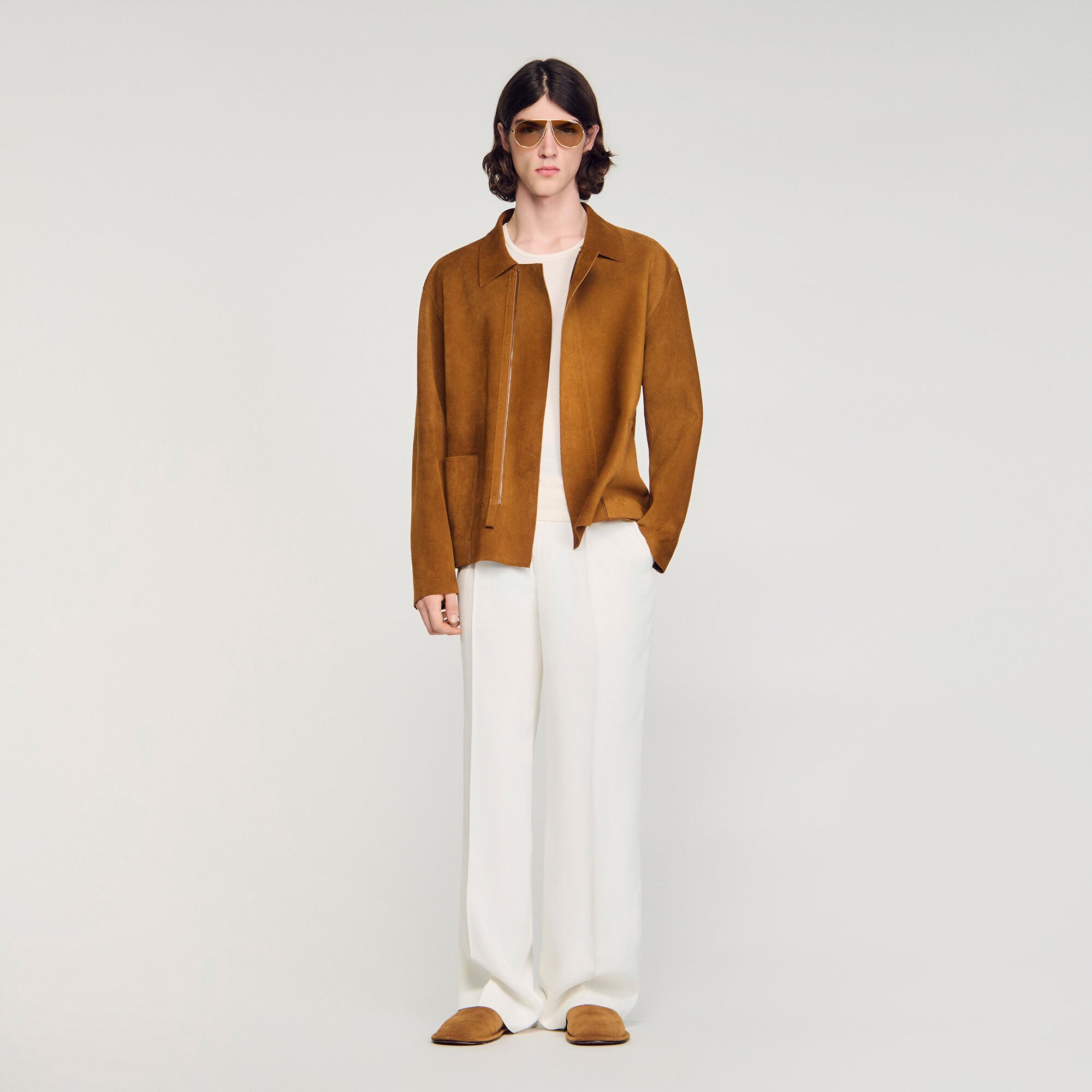 Cazadora de cuero de ante