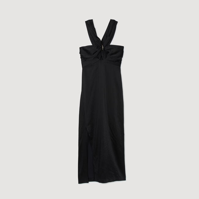 Vestido largo satinado abierto