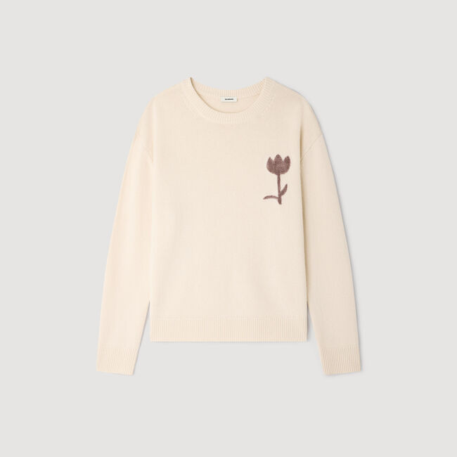 Jersey de lana con detalle de flor