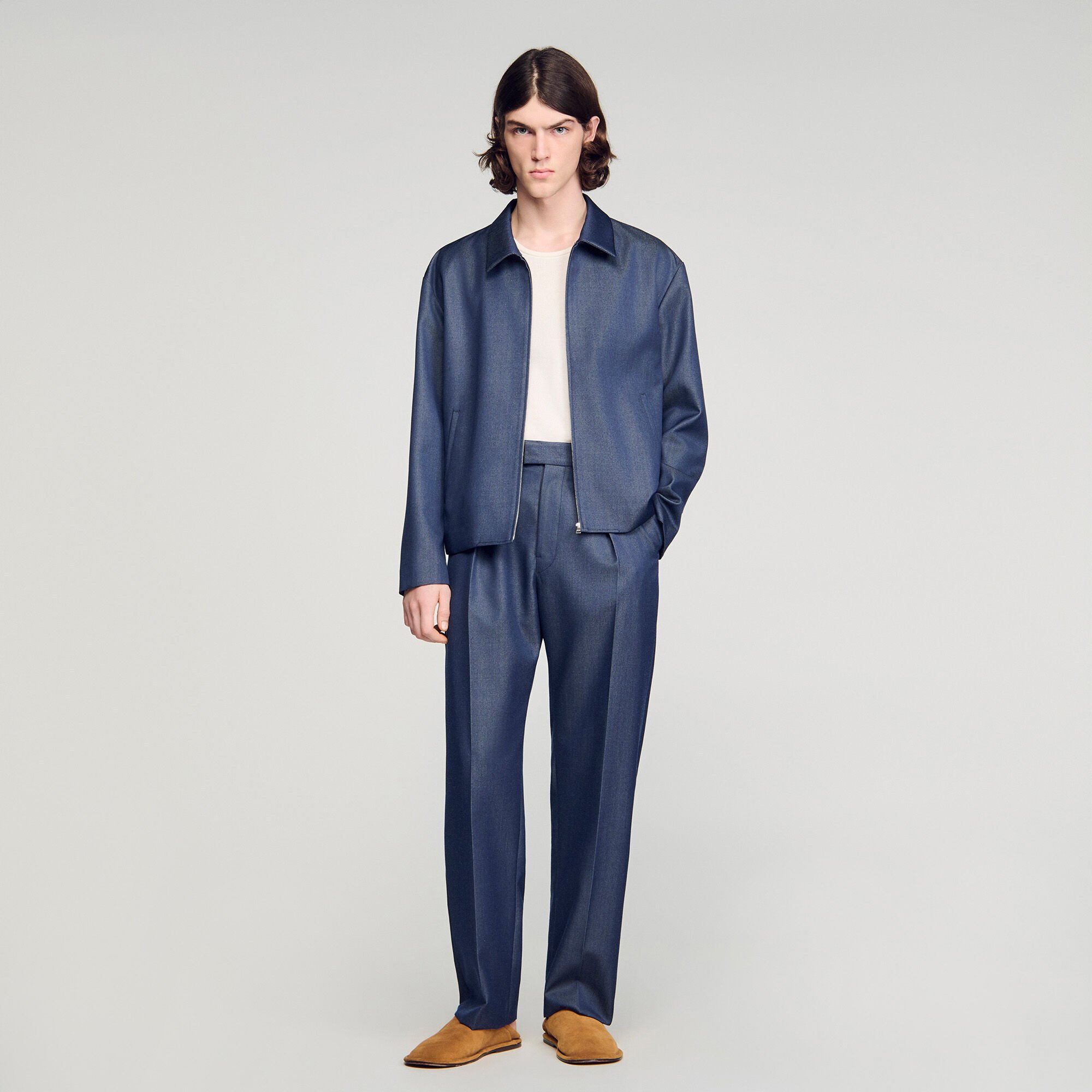 Pantal&oacute;n de pinzas efecto vaquero