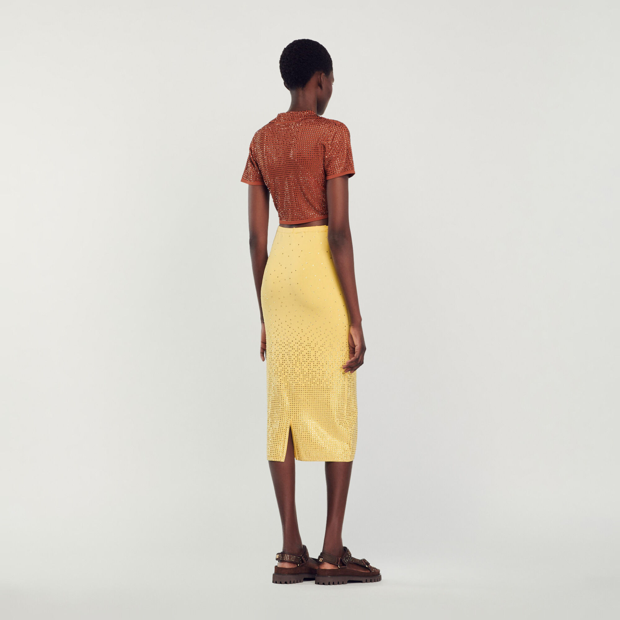 Falda midi sublimada con strass