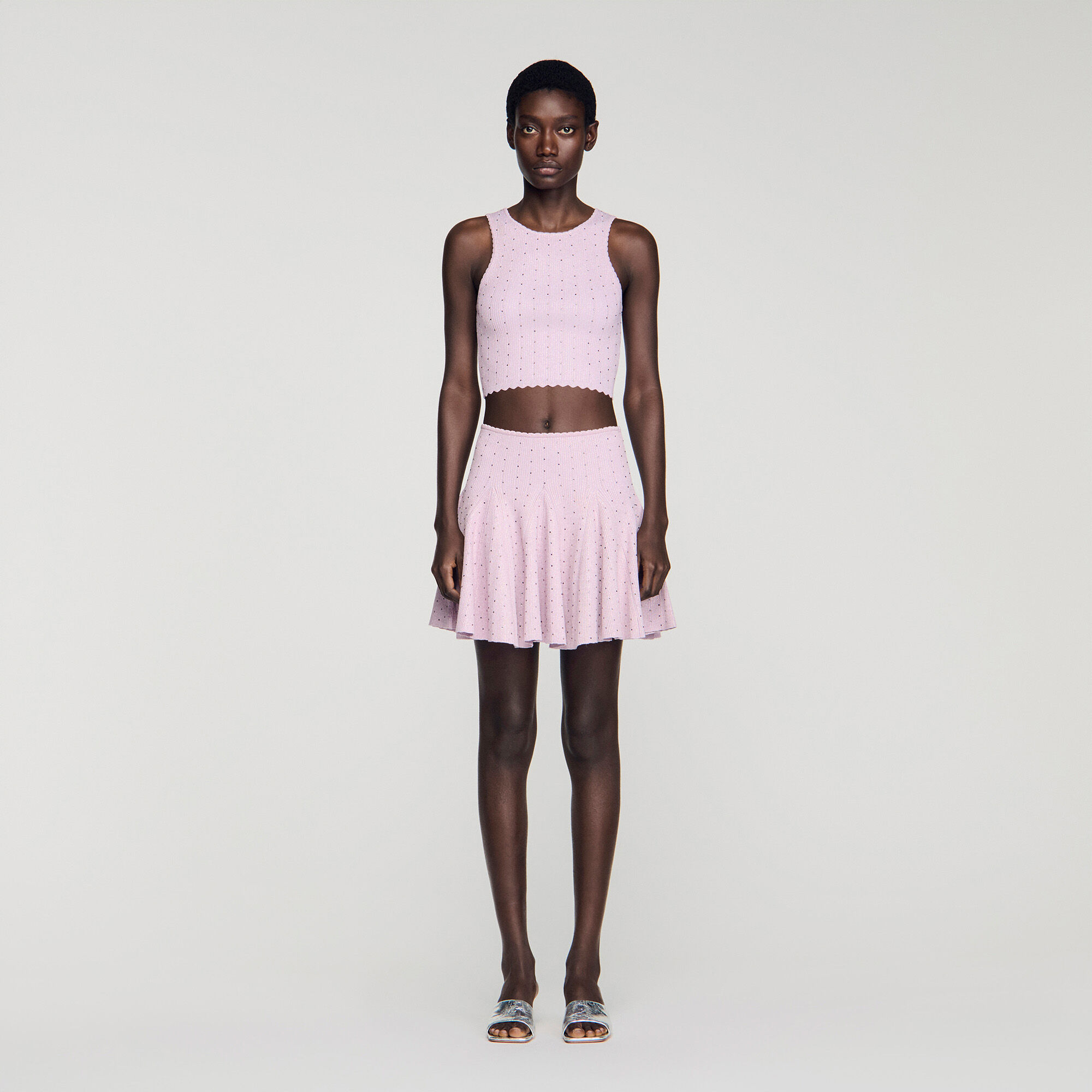 Jersey corto de punto con strass