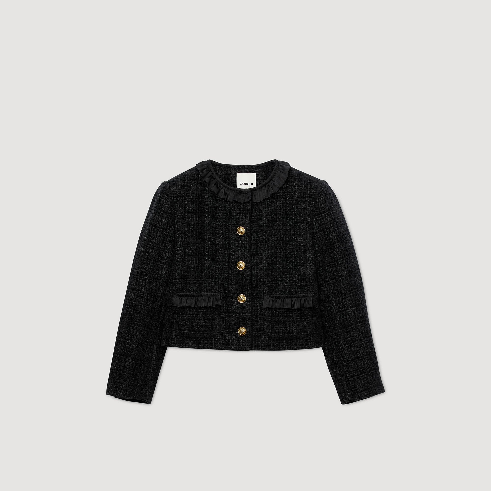Chaqueta de tweed con volantes