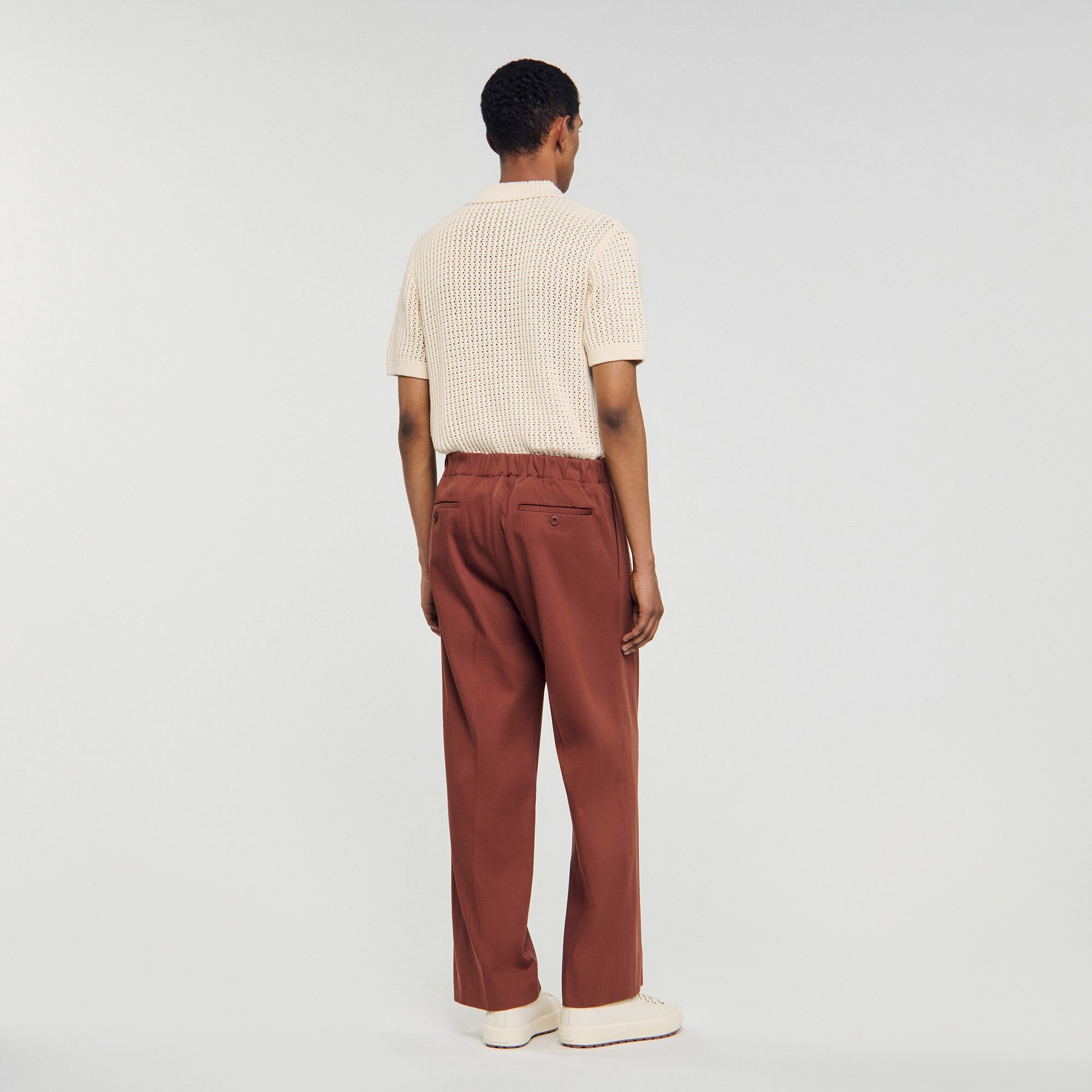 Pantalón ancho de algodón elástico