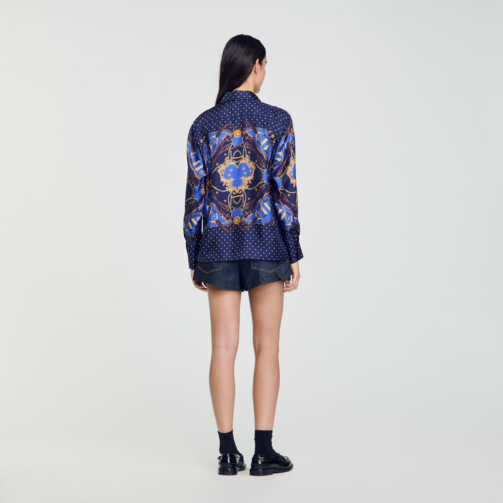 Camisa de seda estampada