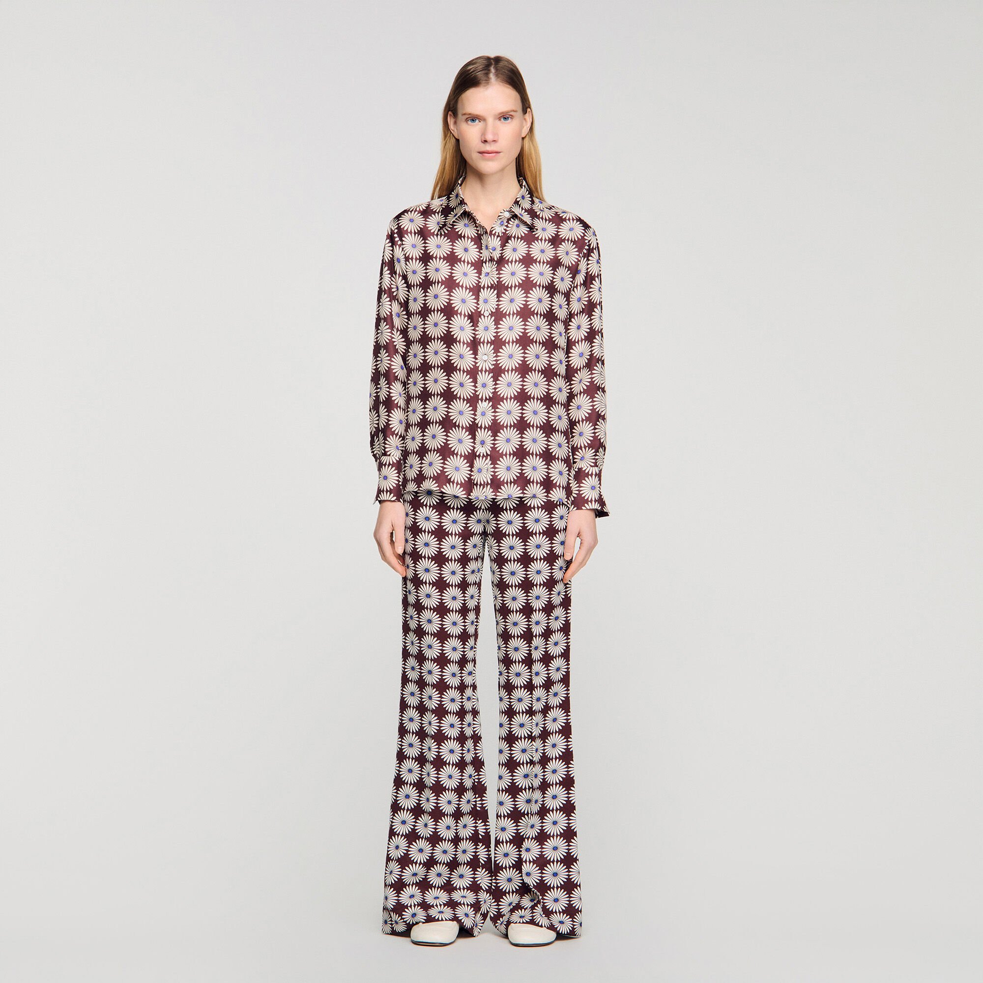 Camisa de seda con estampado floral