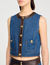 Top de denim y cuero