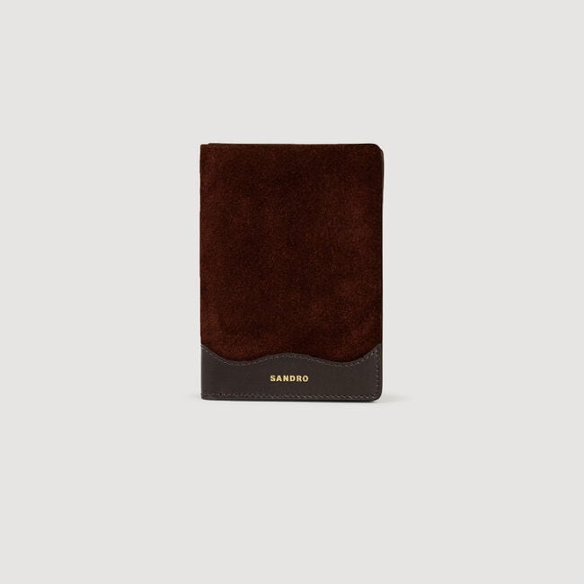 Funda de pasaporte de cuero y ante