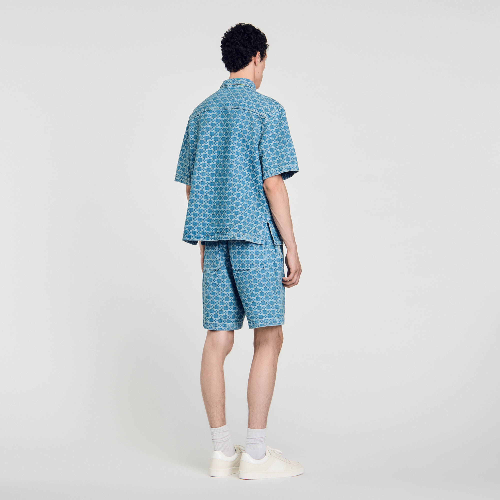Camisa denim square cross