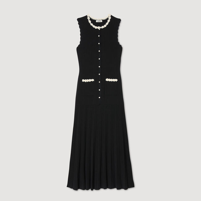 Vestido largo con detalles de ganchillo