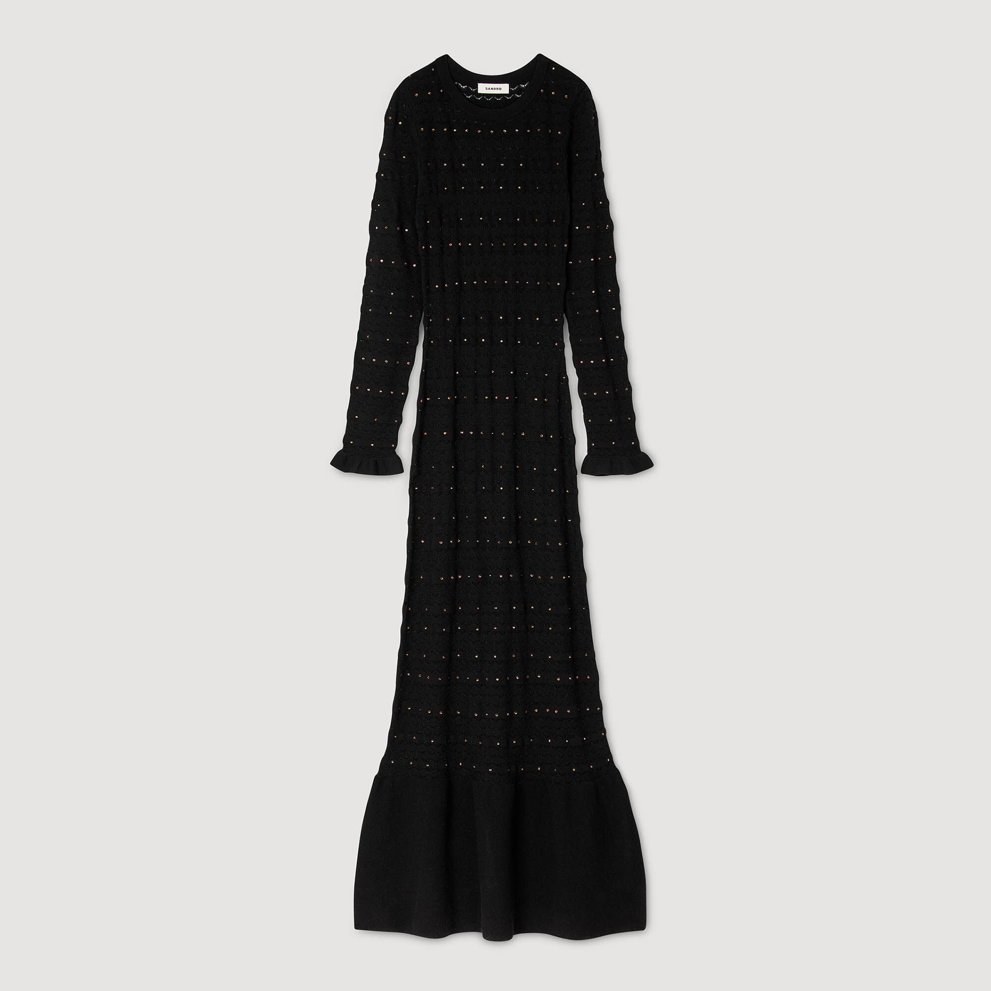 Vestido largo de punto con strass