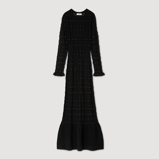 Vestido largo de punto con strass