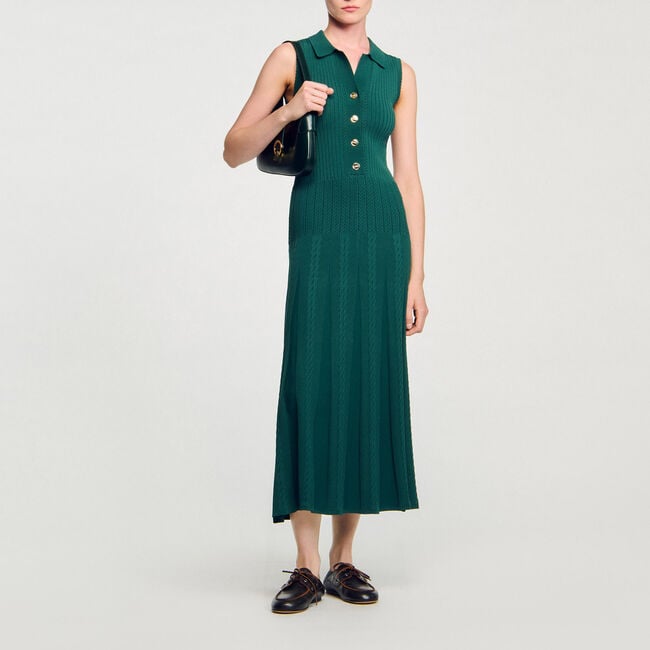 Vestido de punto con cuello polo - Mujer | Sandro
