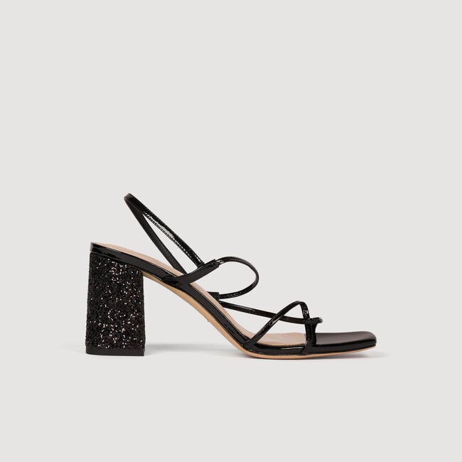 Sandalias con tac&oacute;n de purpurina
