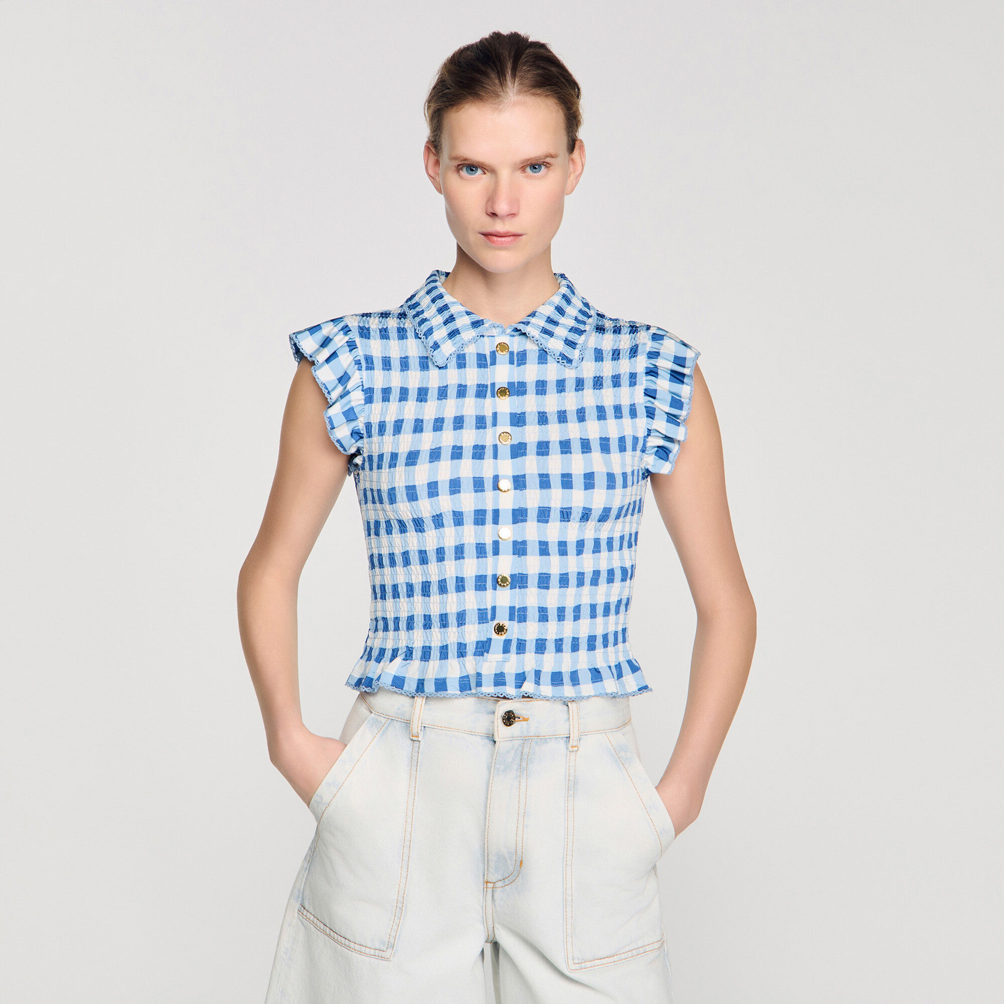 Camiseta fruncida vichy