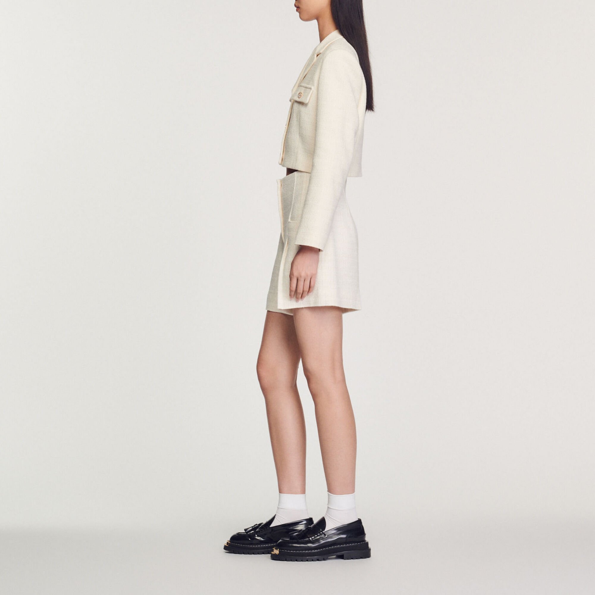 Short de talle alto de tweed