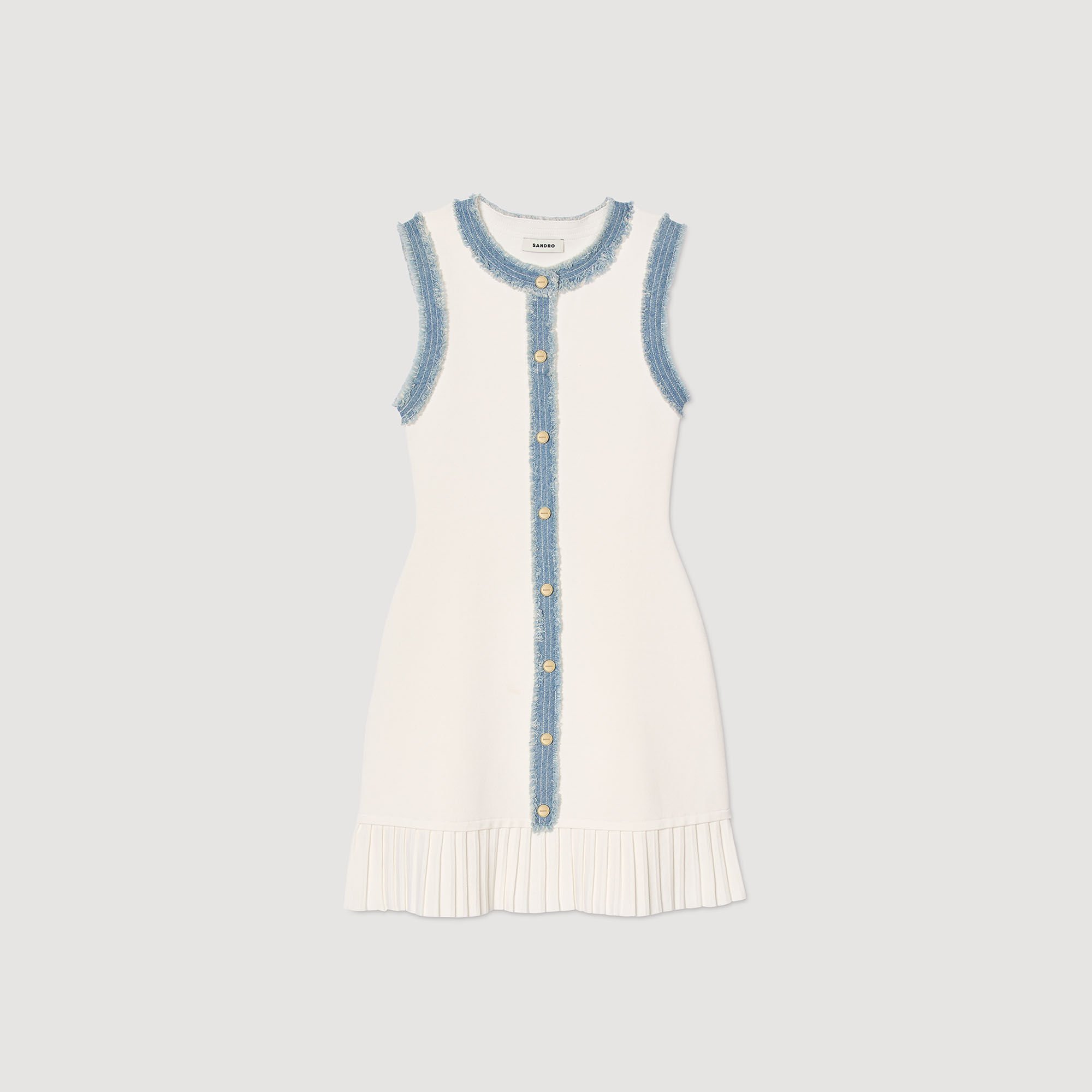 Vestido corto de punto con volante