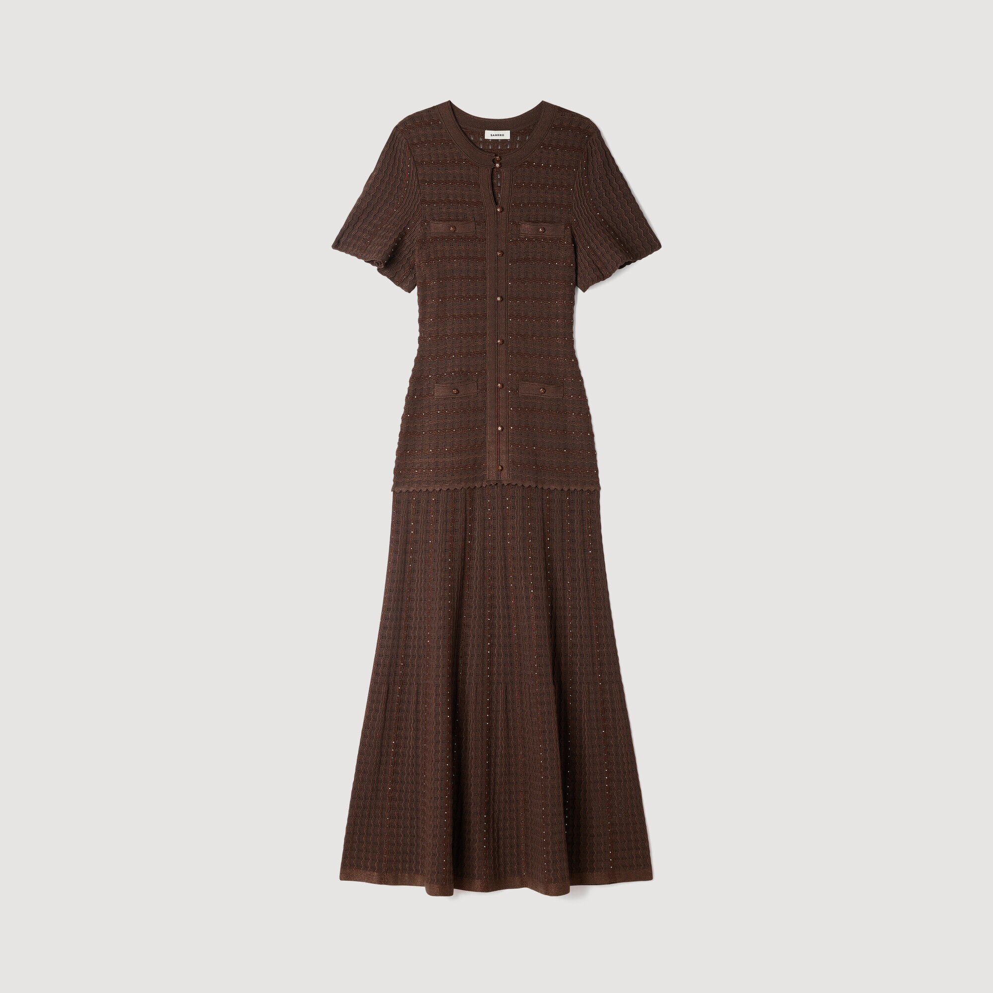 Vestido largo de punto con strass - Mujer | Sandro