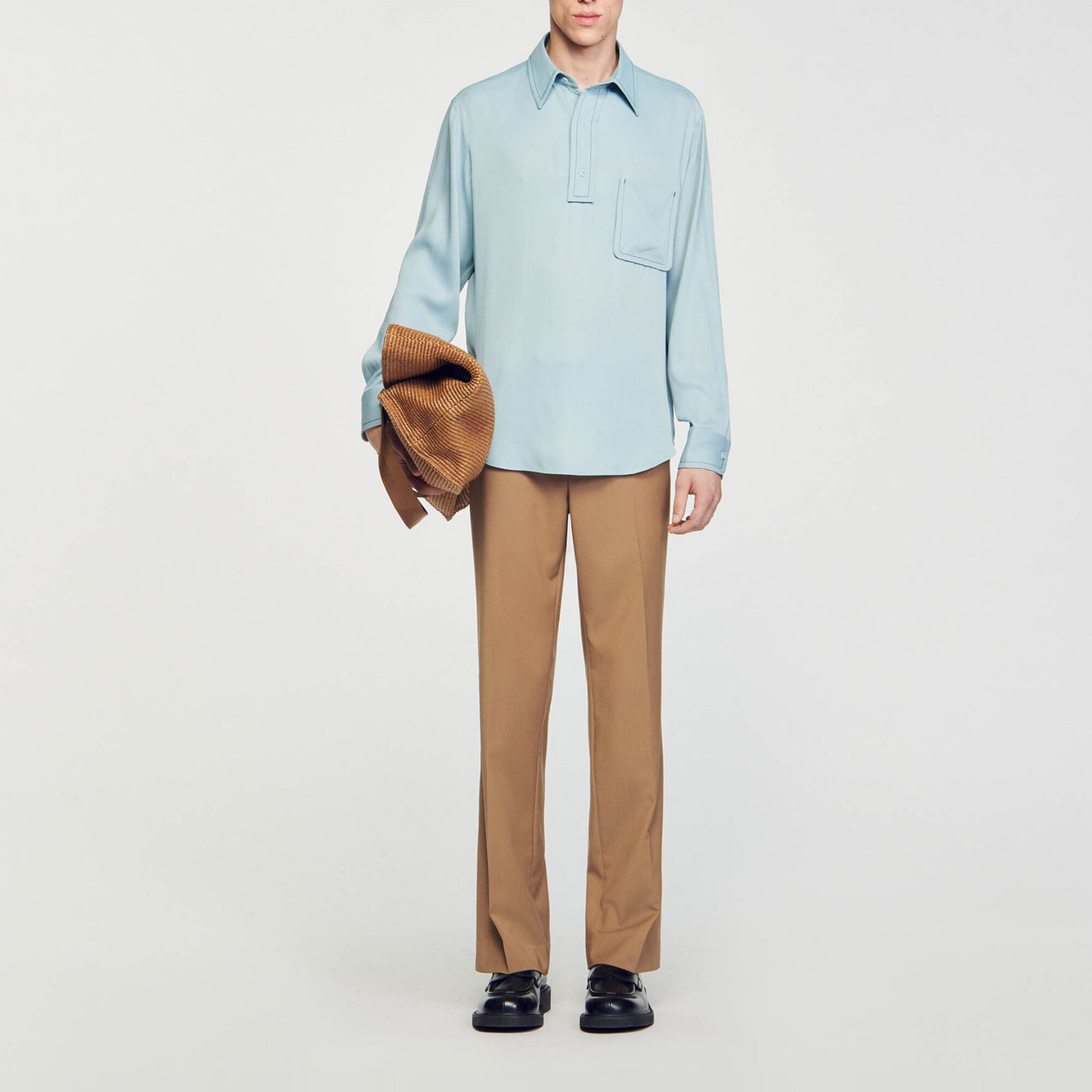 Camisa fluida azul para hombre Sandro Paris