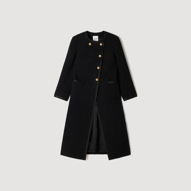 Abrigo de tweed con botones joya - Mujer | Sandro