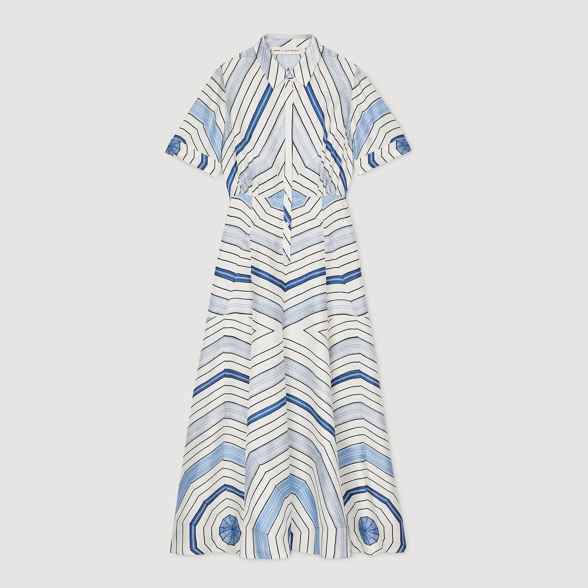 Vestido midi de seda con espirales