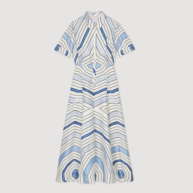 Vestido midi de seda con espirales