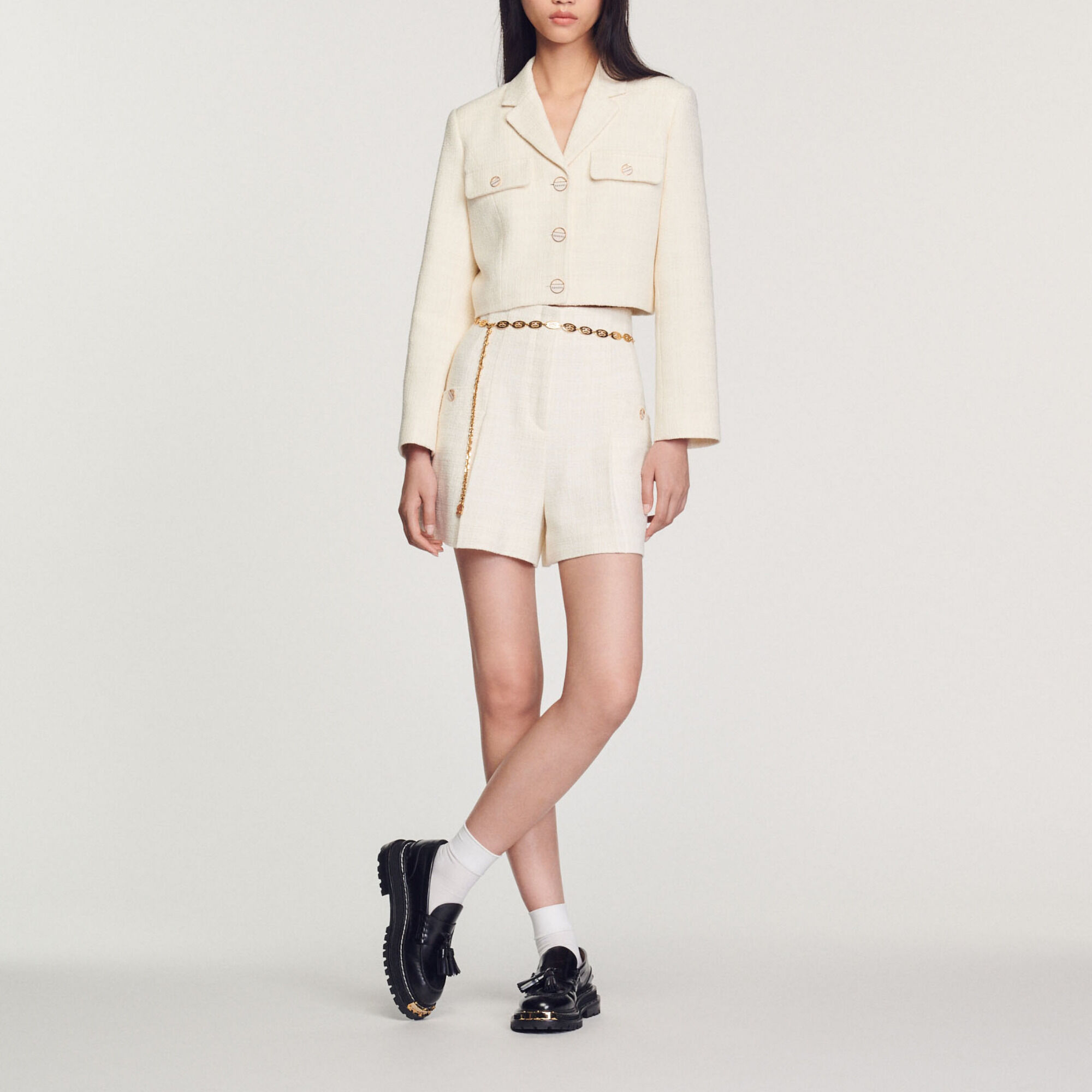 Short de talle alto de tweed