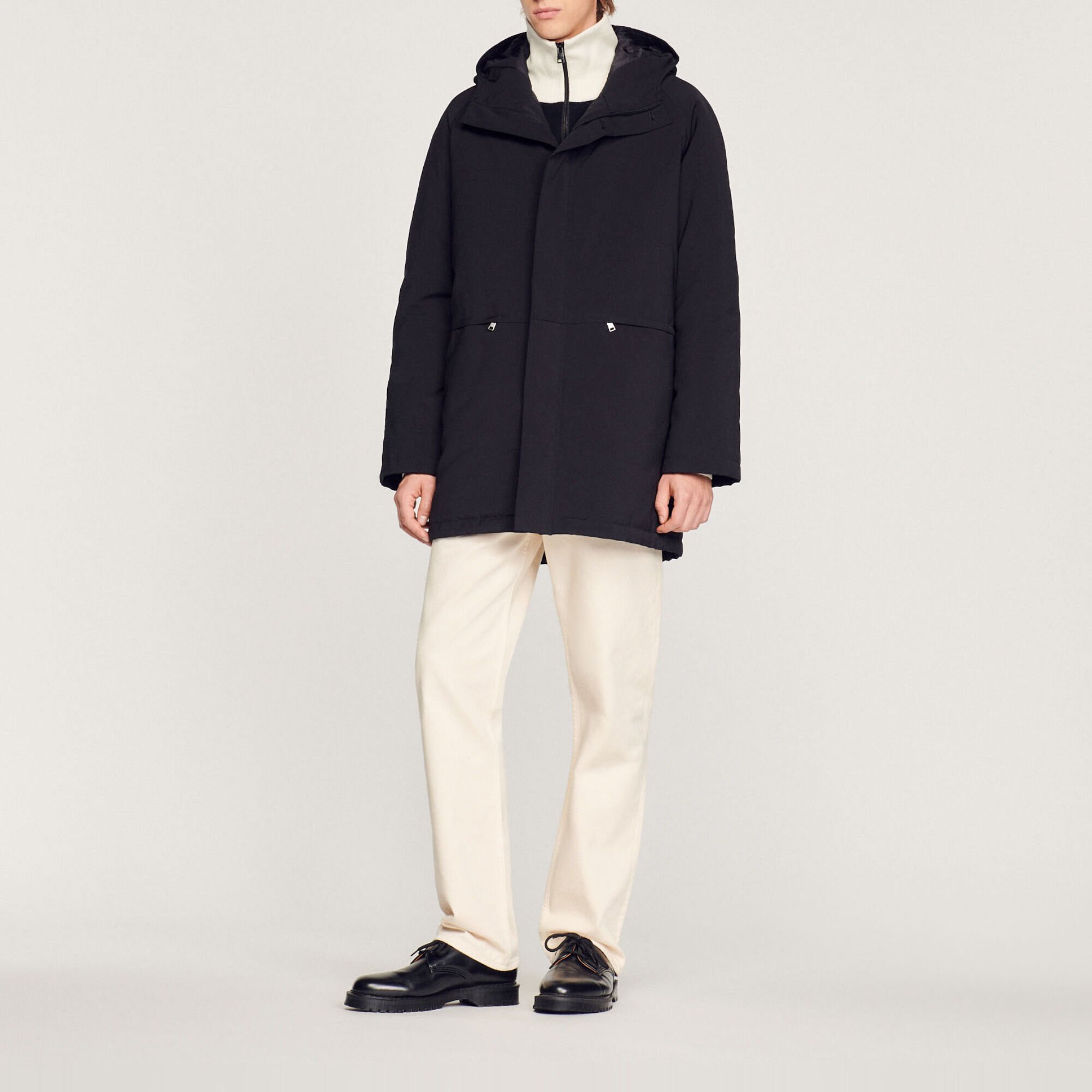 Parka de tejido técnico con muletón