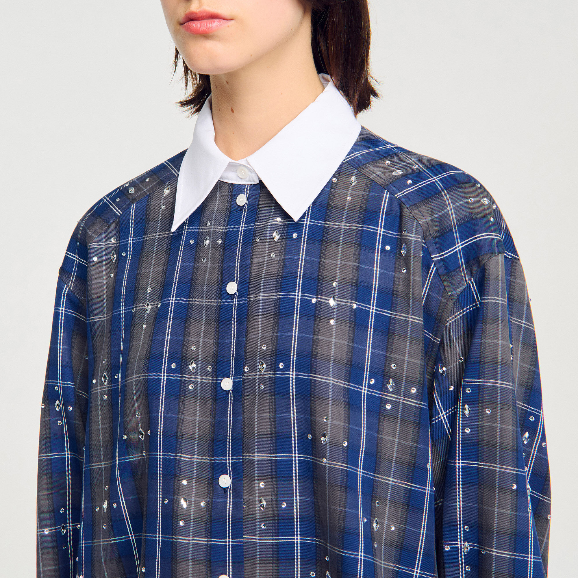 Camisa a cuadros con strass