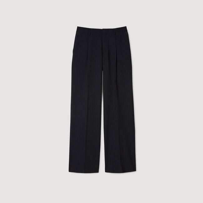 Pantalón ancho de traje de lana