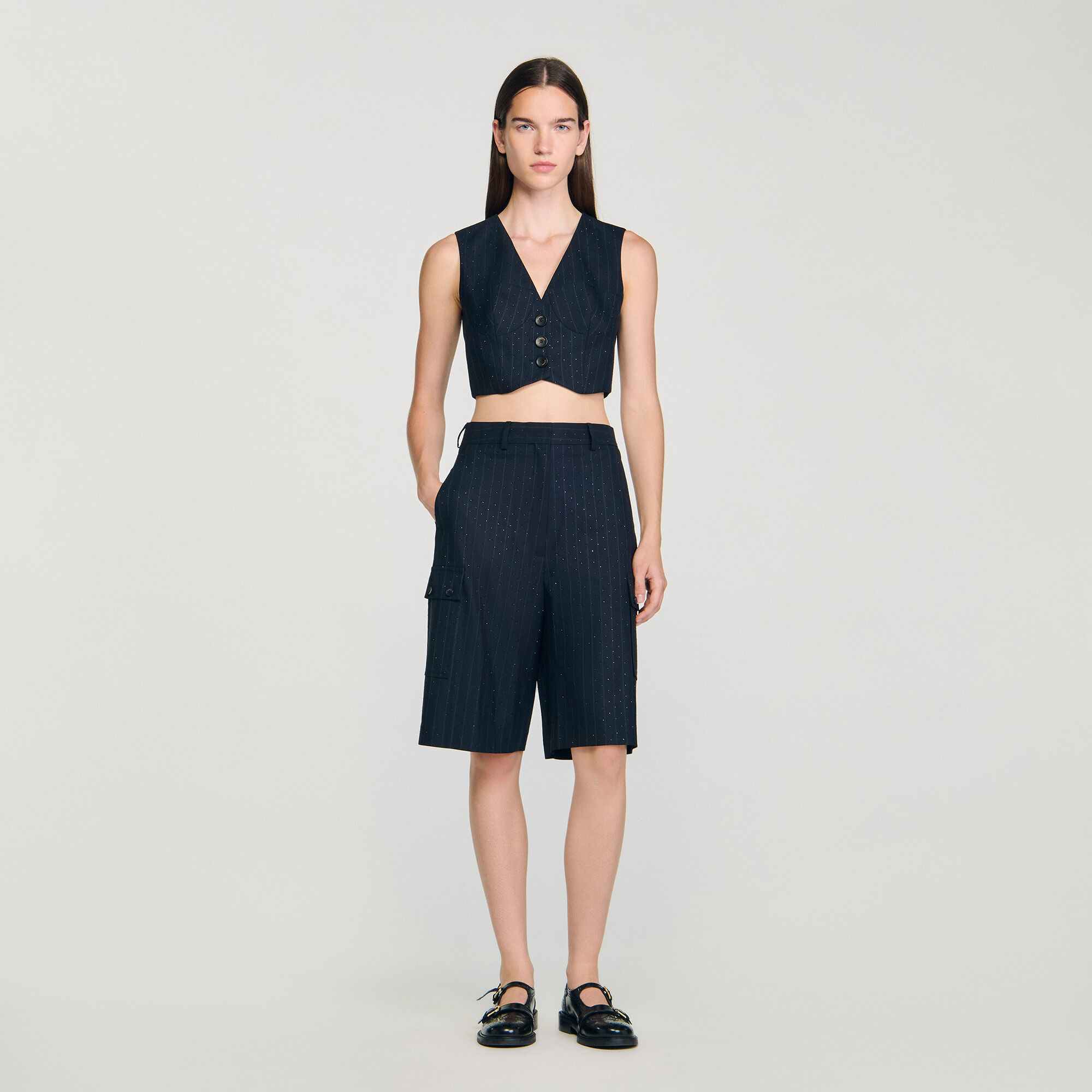 Bermudas a rayas con strass