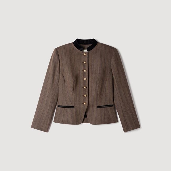 Chaqueta sastre de lana a rayas - Mujer | Sandro