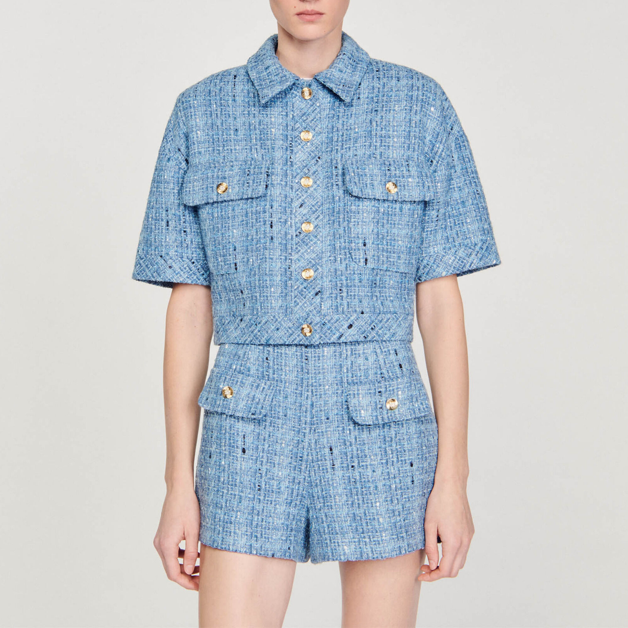 Pantalón corto de tweed