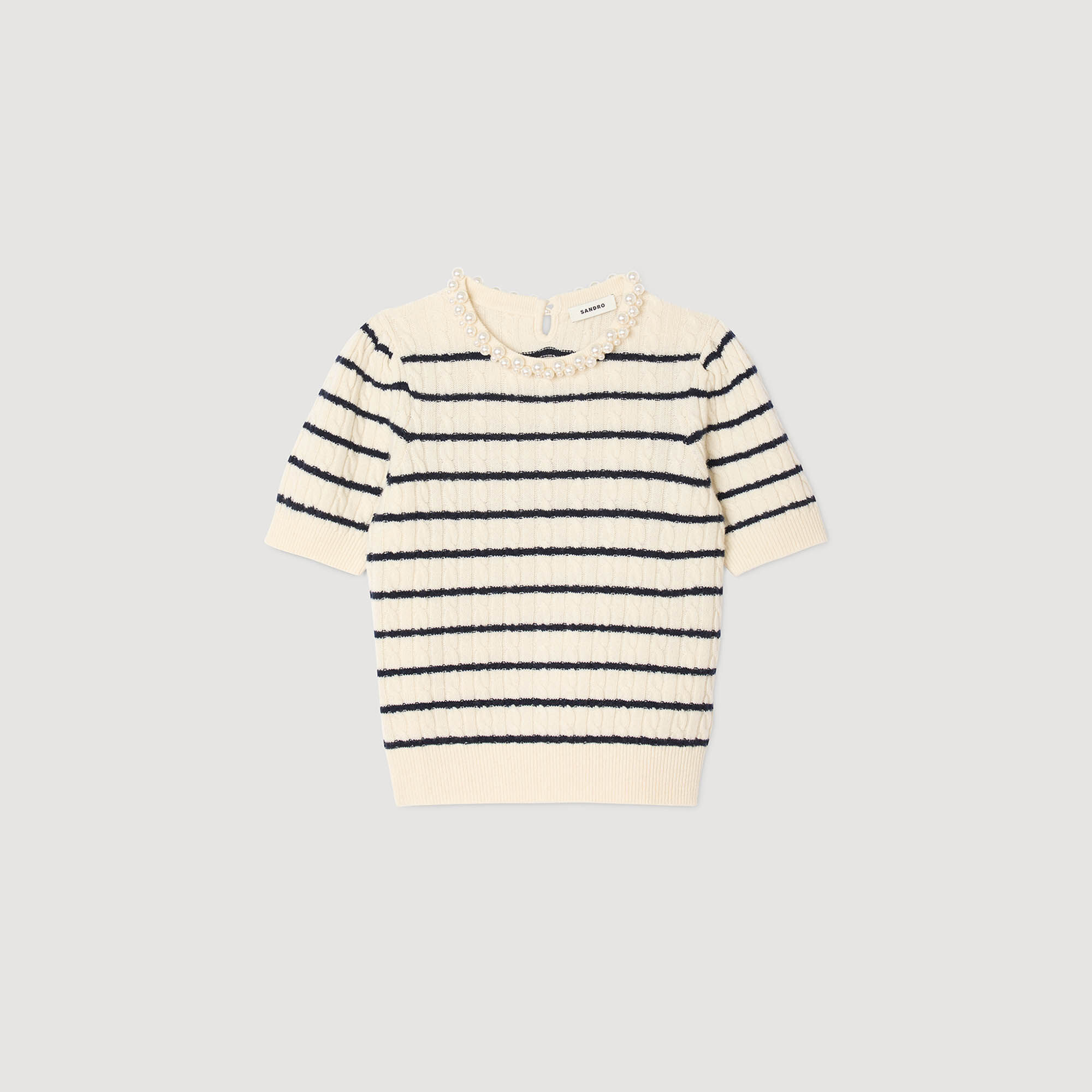 Jersey de rayas con cuello perlado