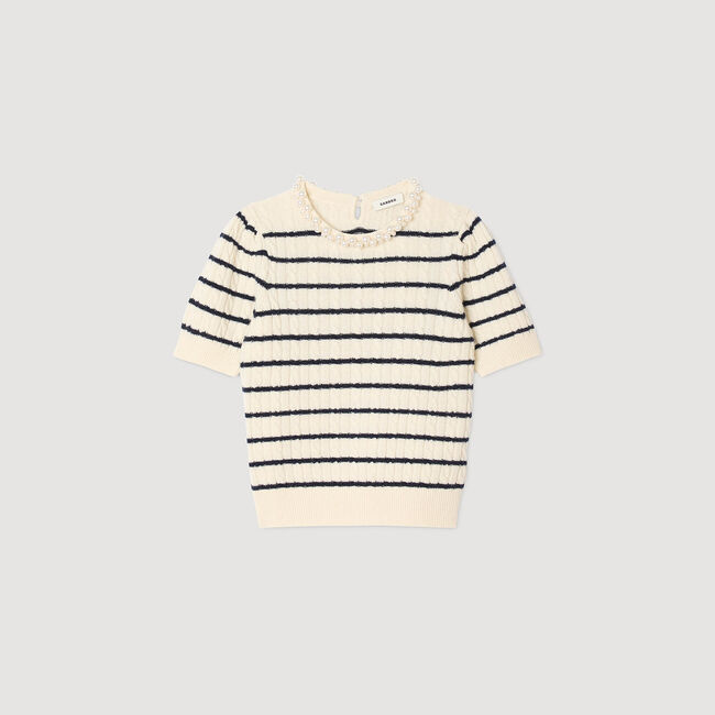 Jersey de rayas con cuello perlado