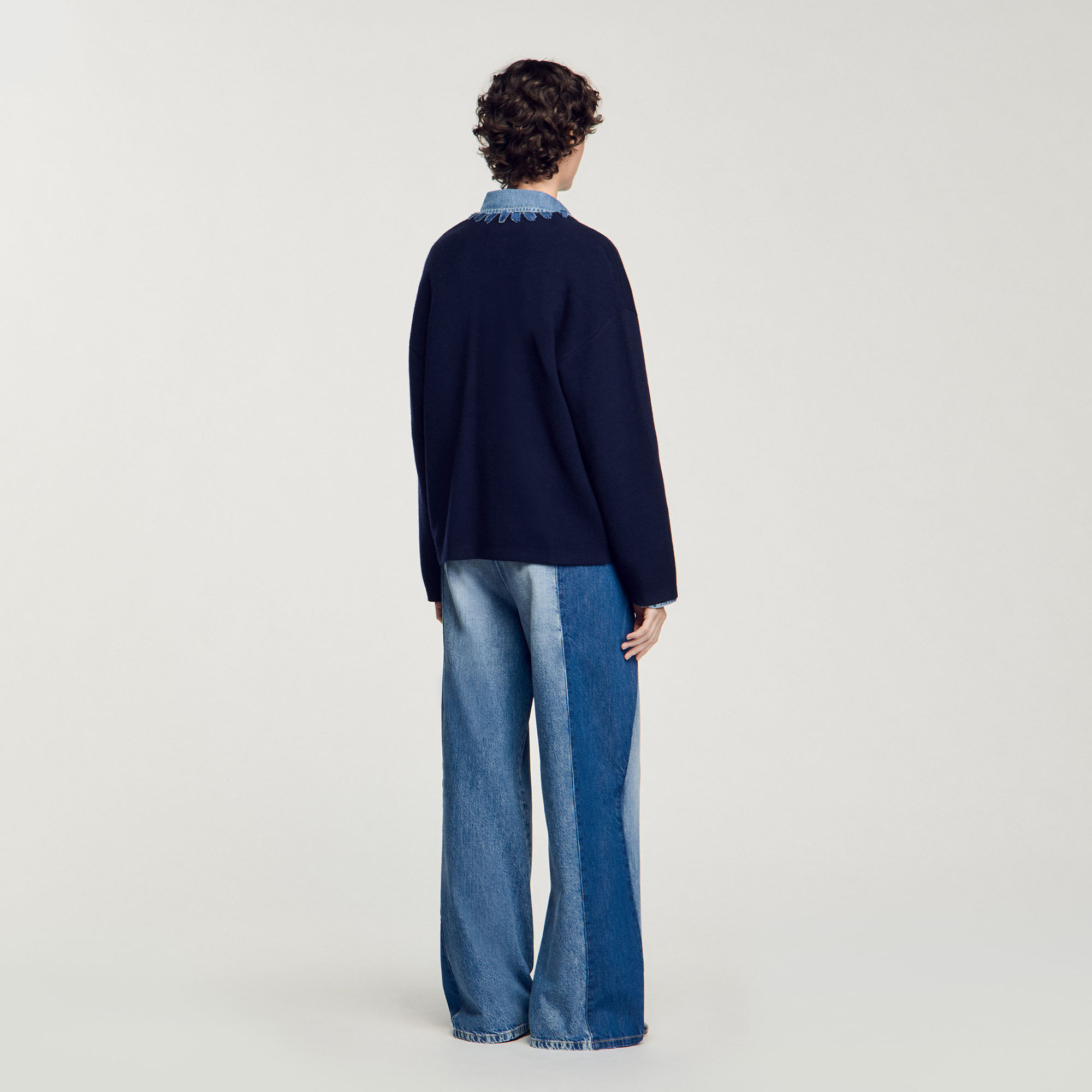 Cárdigan con detalles denim