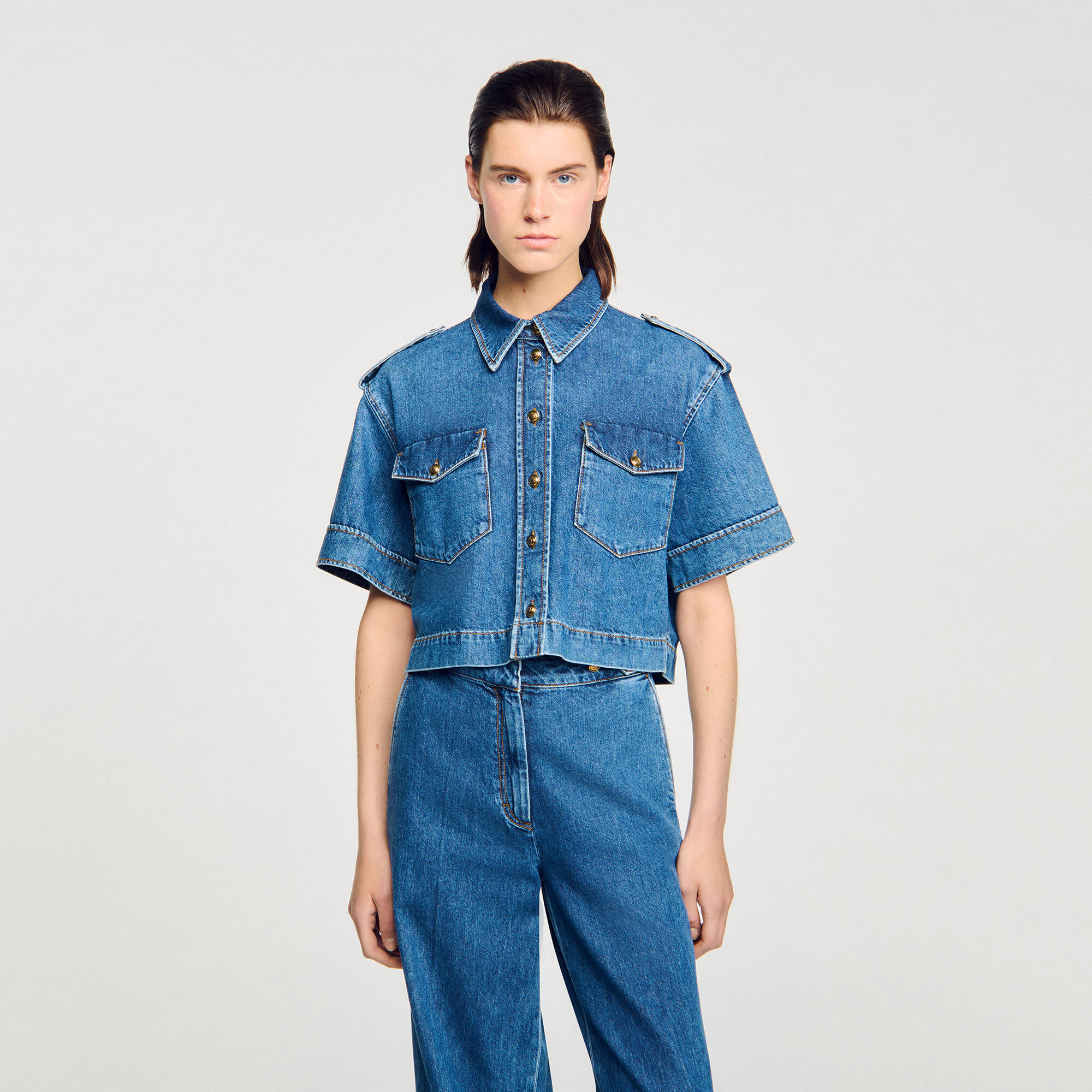 Camisa corta de denim