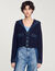 Cárdigan con detalles denim