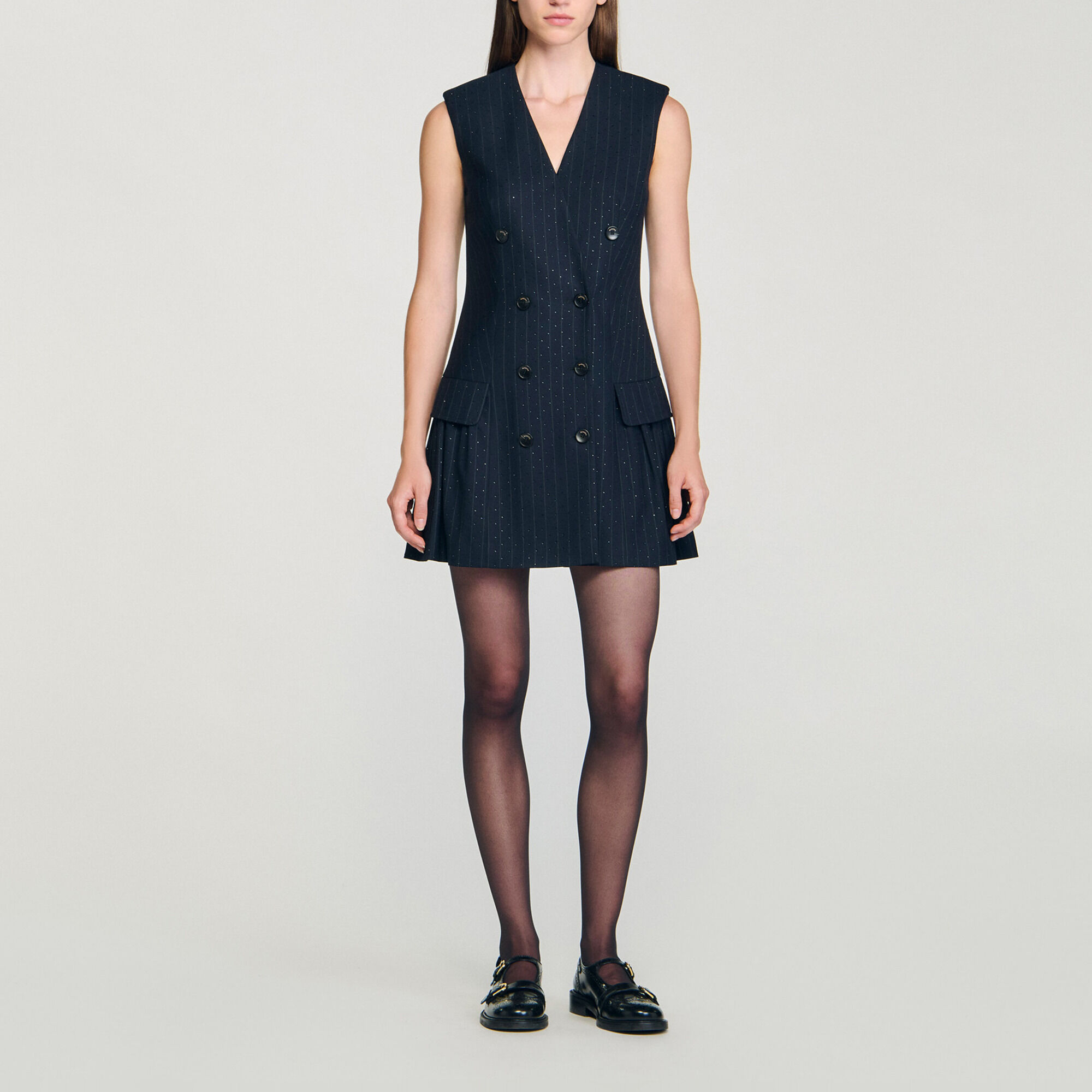 Vestido corto sastre con strass - Mujer | Sandro