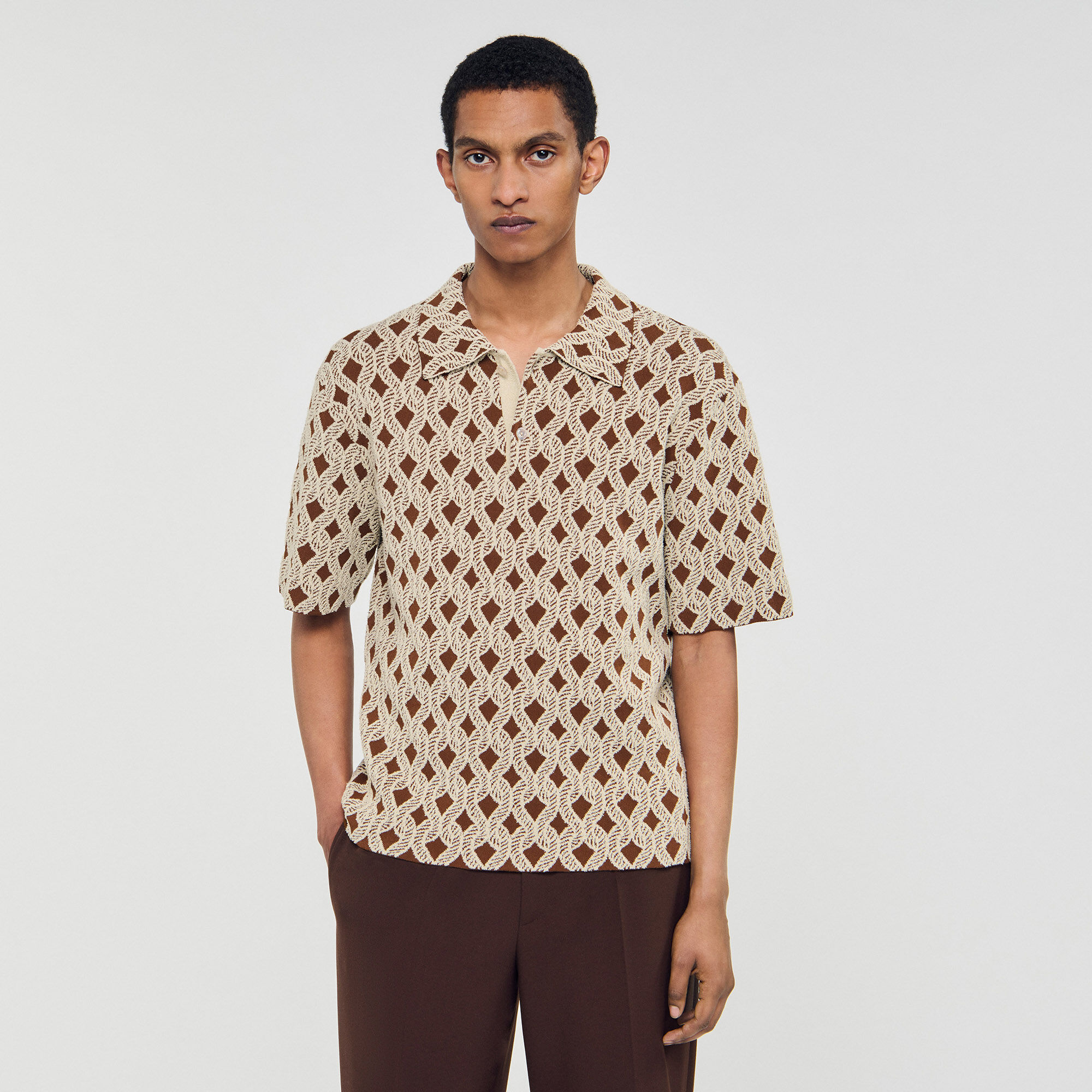 Camisa cárdigan de jacquard cuerda