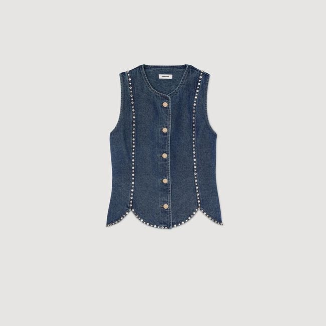 Top de denim con strass