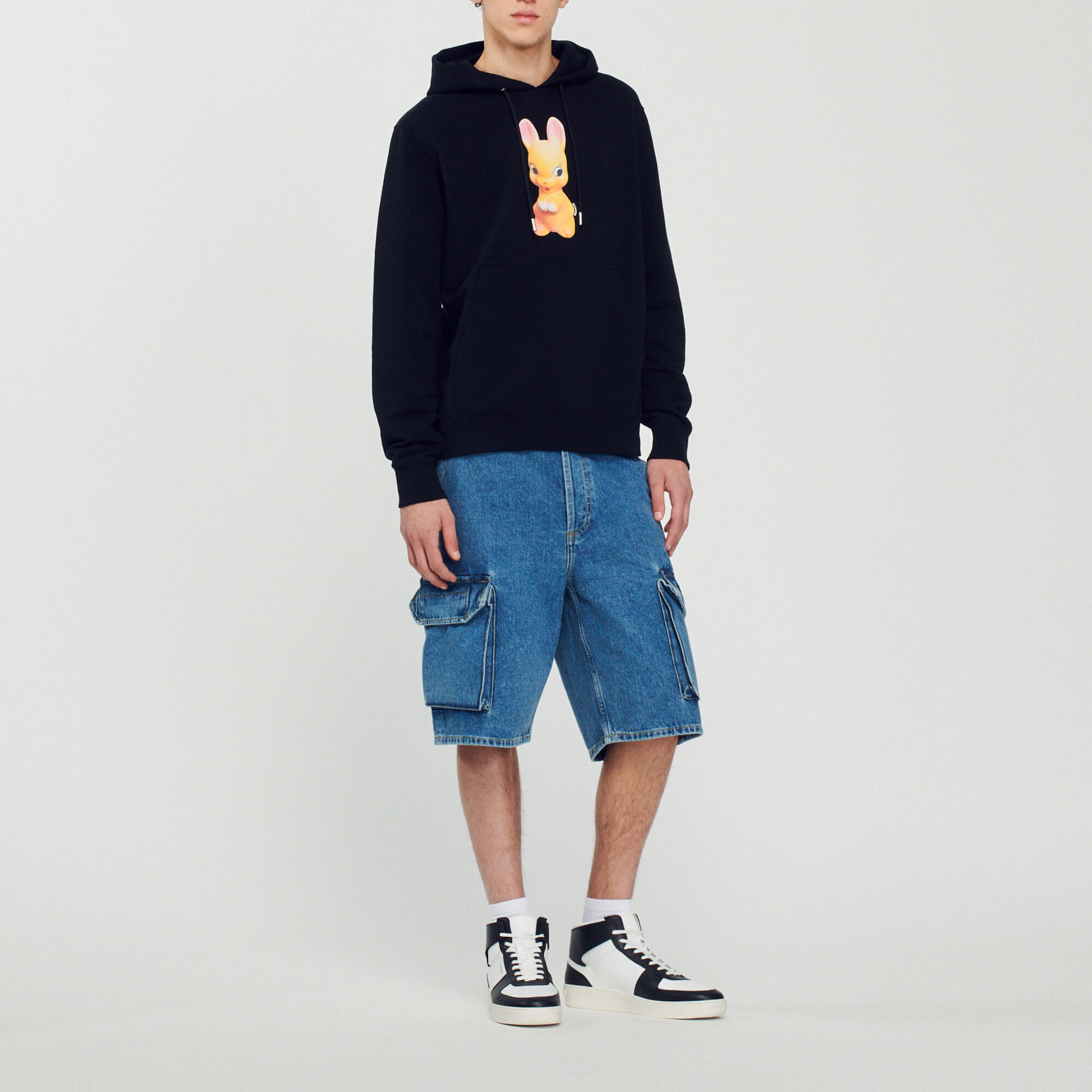 Sudadera con capucha, estampado conejo
