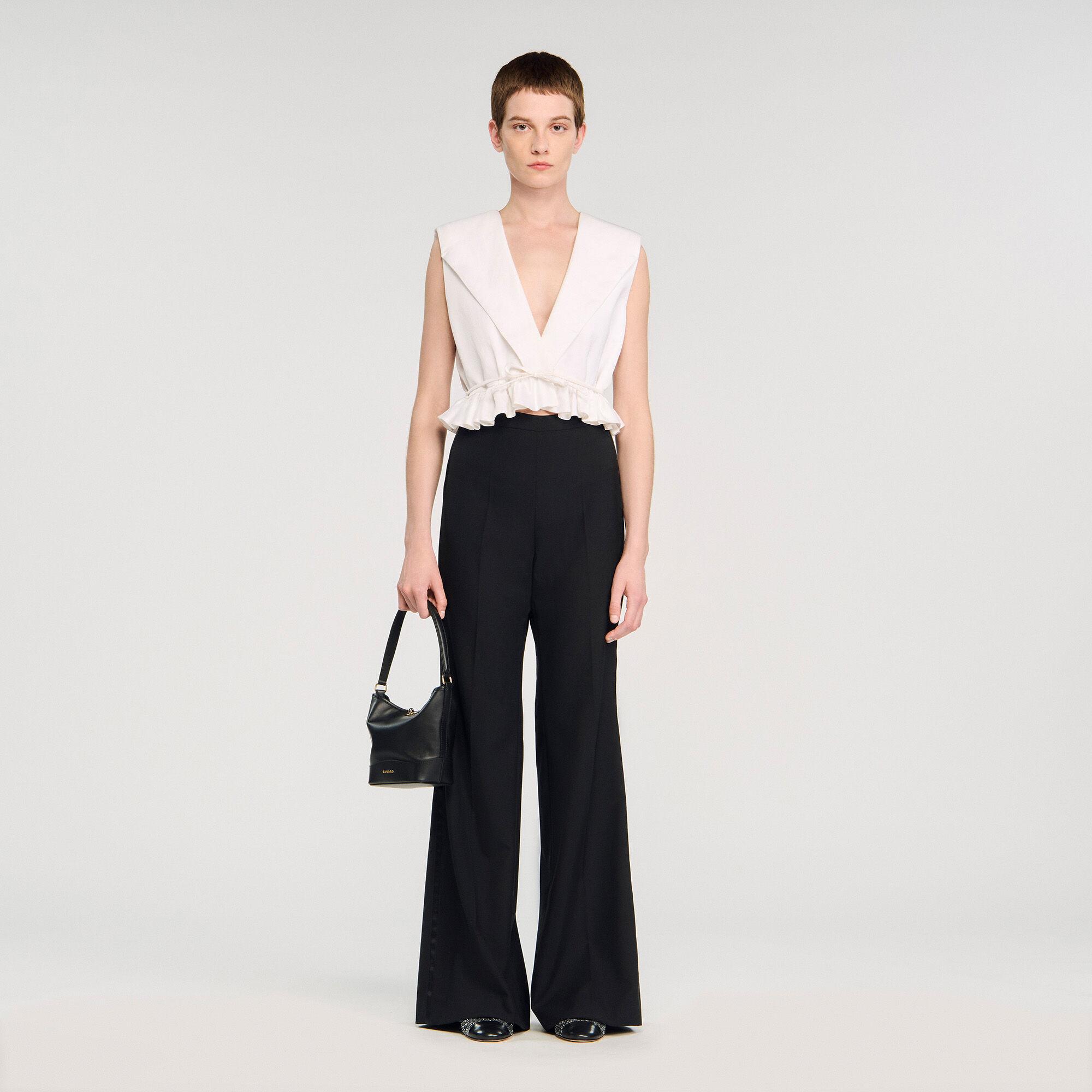 Pantalón de traje banda satinada