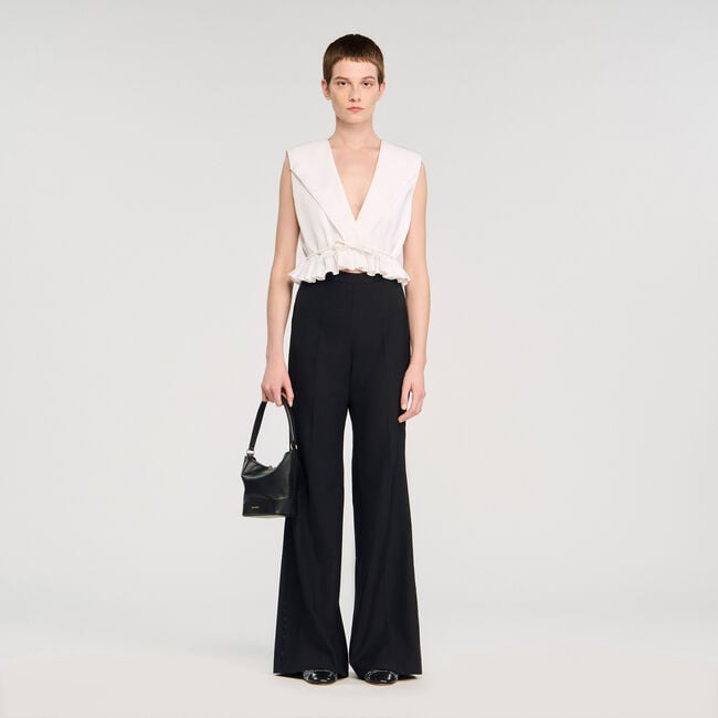 Pantalón de traje banda satinada