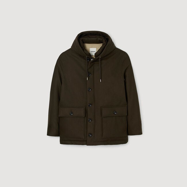 Parka de lana con capucha