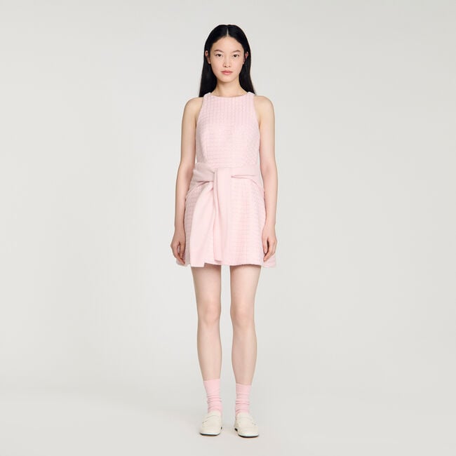 Vestido corto tweed con lentejuelas